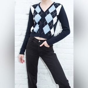 Brandy melville argyle blue elizabeth cardigan